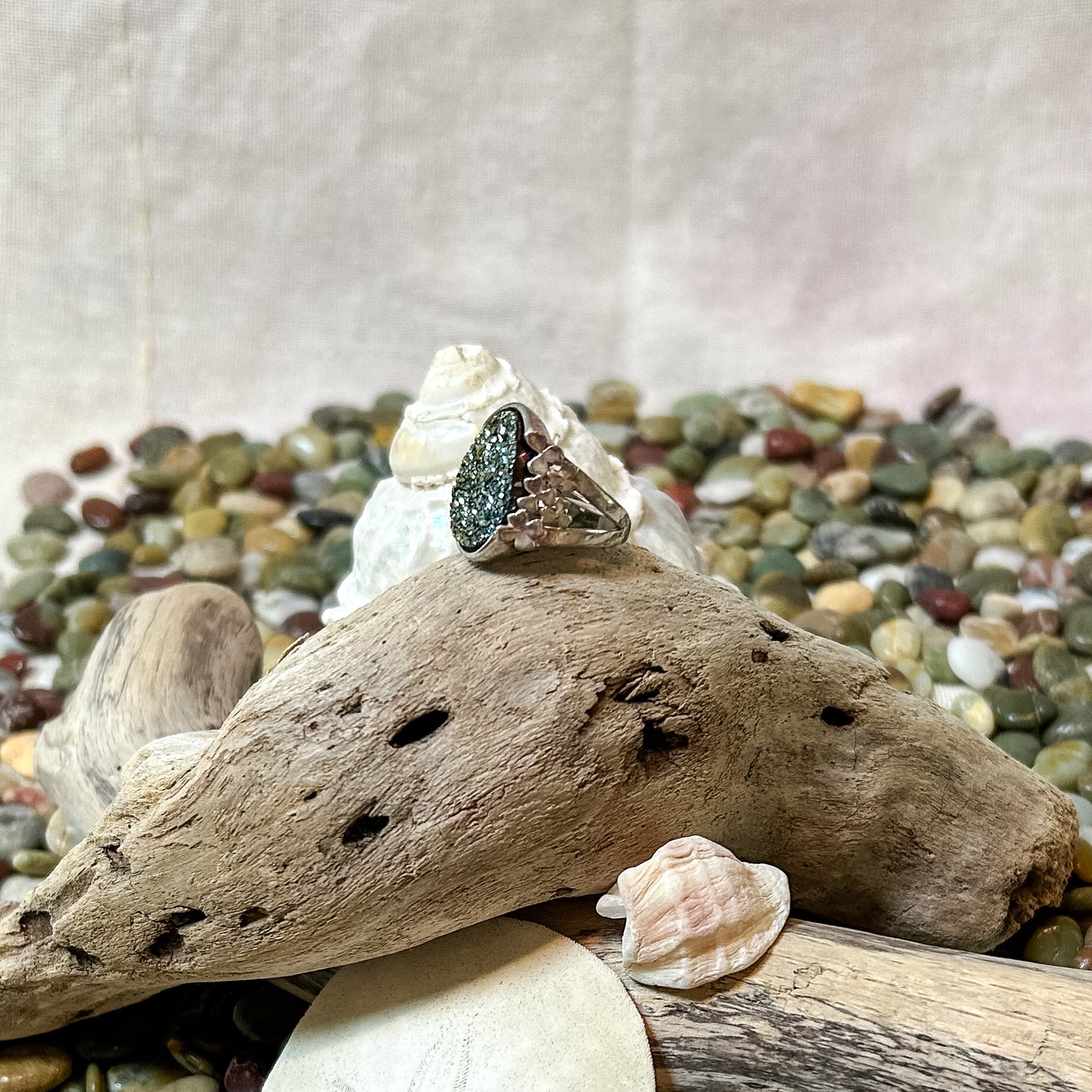 Blue Druzy Agate Ring