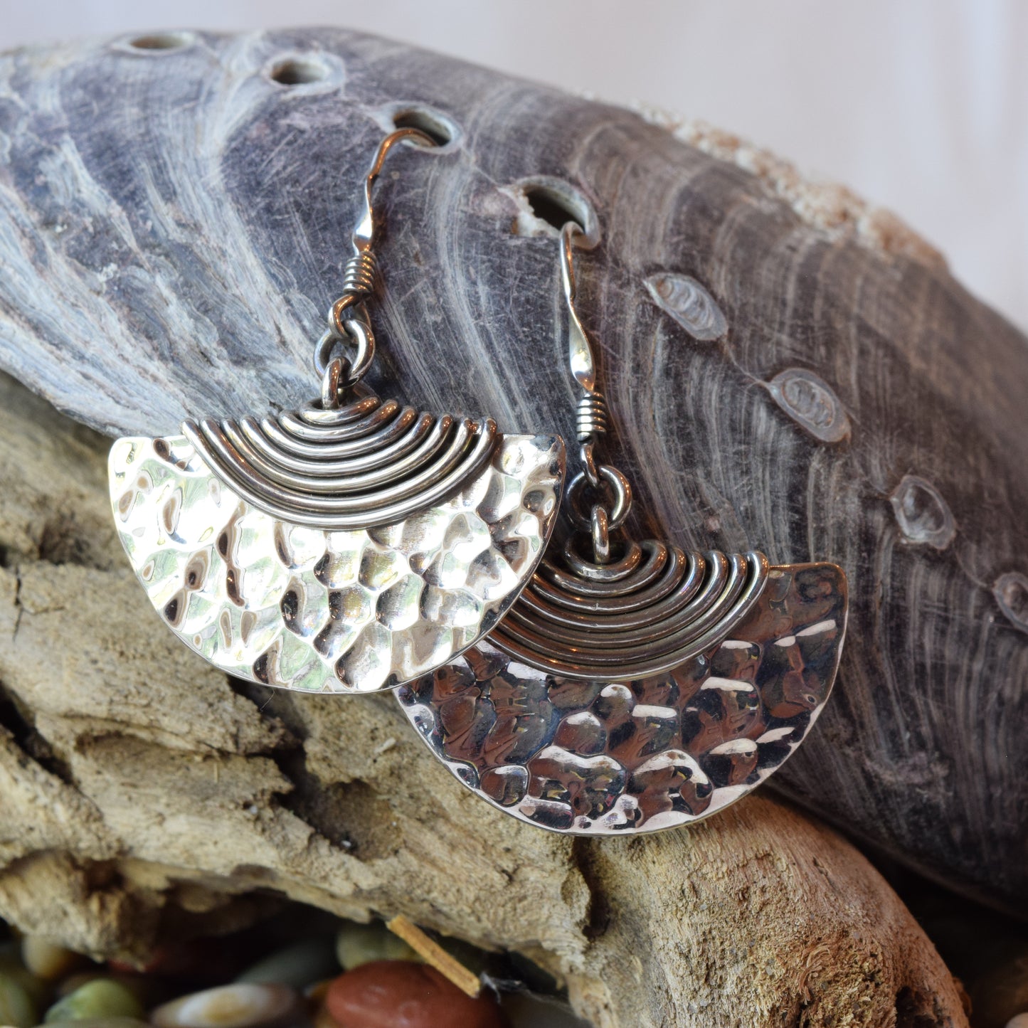 Hammered Half Moon Earrings
