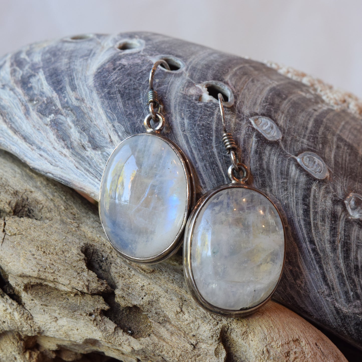 Oval Moon Earrings