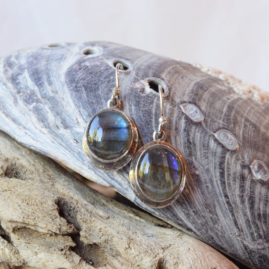 Bezel Labradorite Earrings