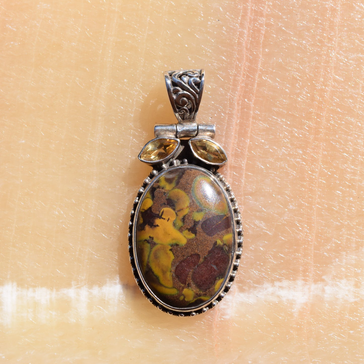 Citrine Leaf & Jasper Pendant