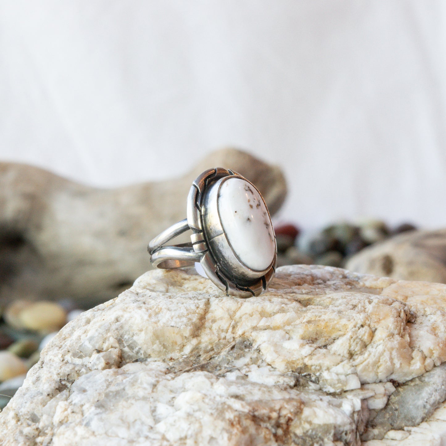 White Buffalo Turquoise Navajo Ring