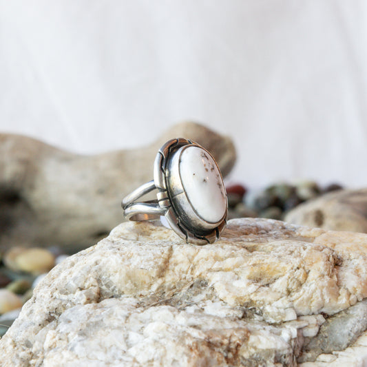 White Buffalo Turquoise Navajo Ring