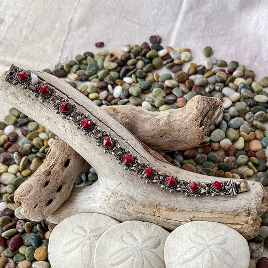Red Pyramids Bracelet