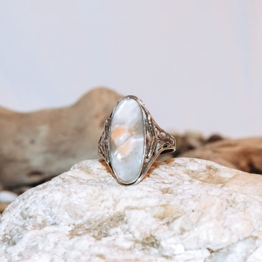 Whale Tail Pearl Ring