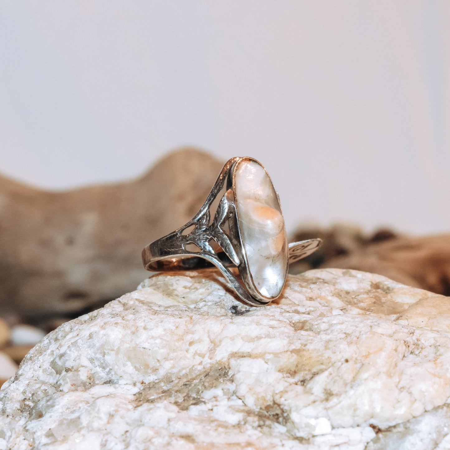 Whale Tail Pearl Ring