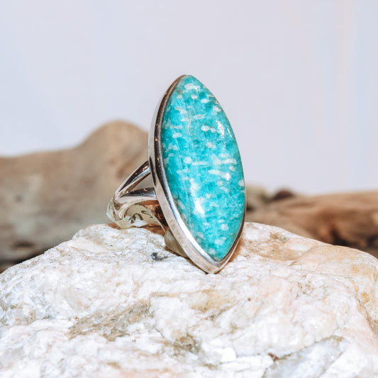 Amazonite Marquis Ring
