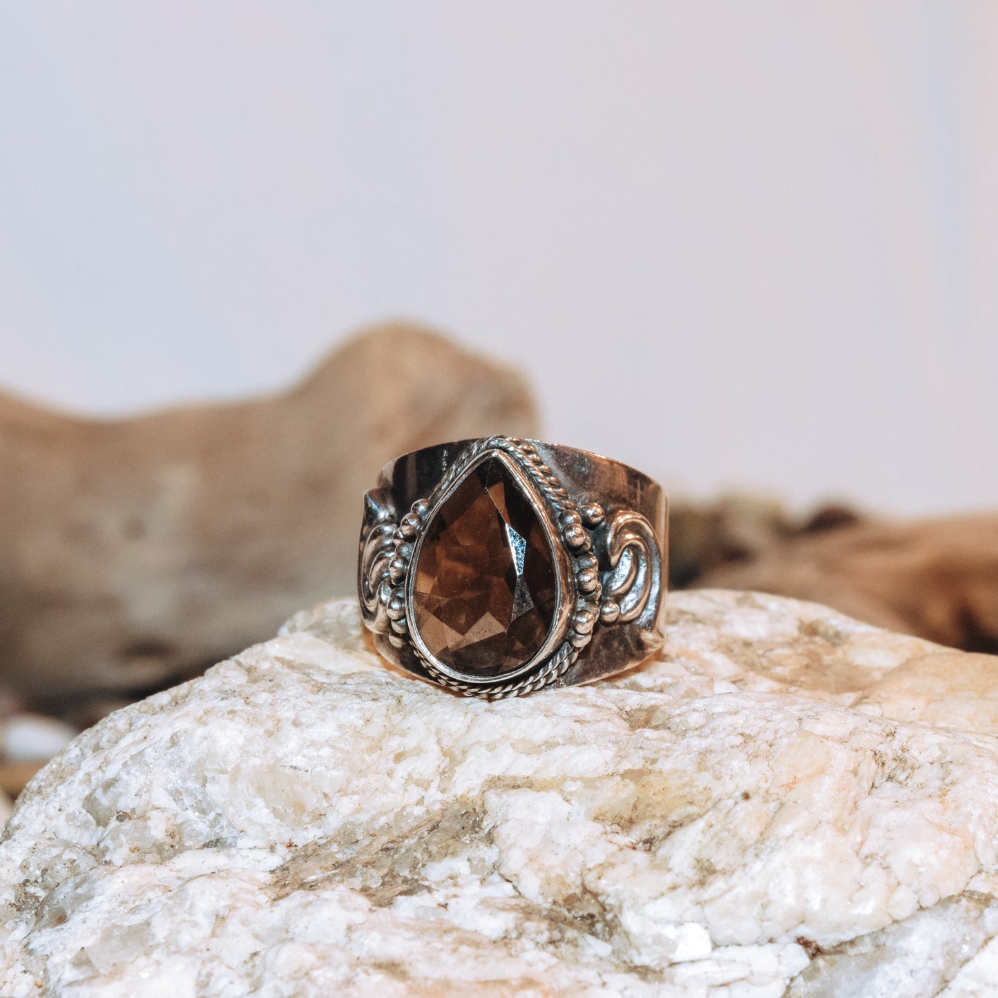 Smokey Quartz Mysteria Ring