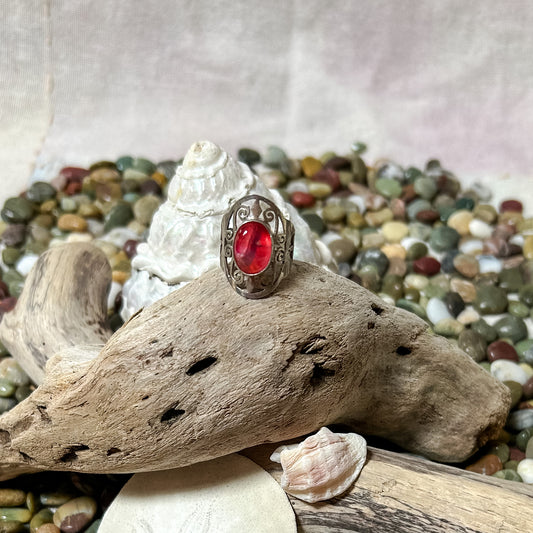 Scroll Magenta Moonstone Ring
