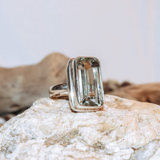 Emerald Cut Elbaite Ring