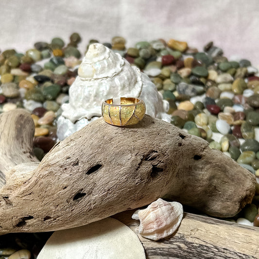 Geometric Yellow Druzy Ring