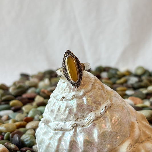 Golden Pearl and Pyrite Ring