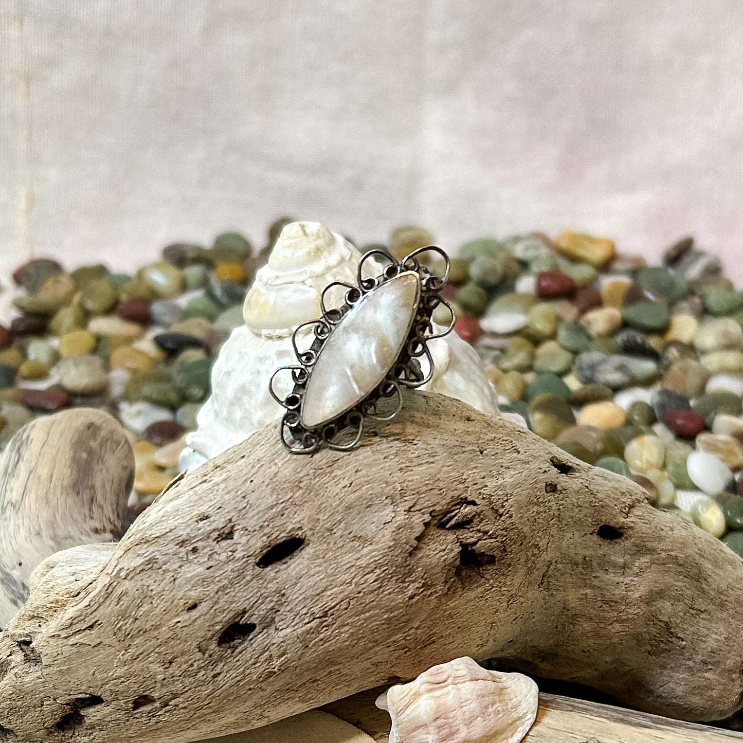 Marquis Mother of Pearl Ring