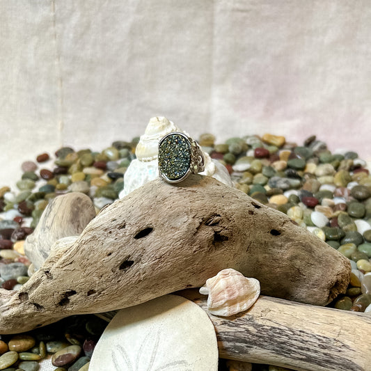 Blue Druzy Agate Ring