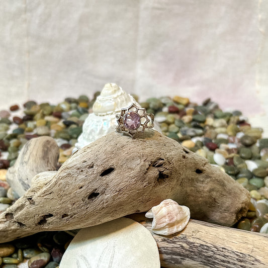 Pale Amethyst Spider Web Ring