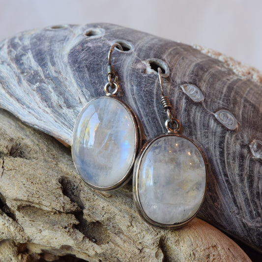 Oval Moon Earrings