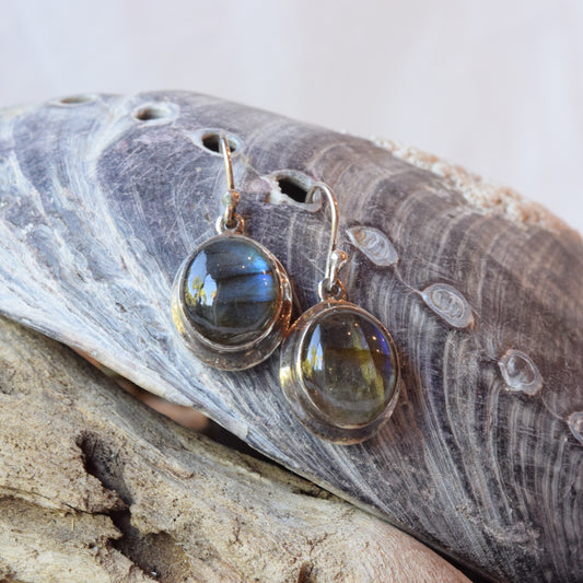 Bezel Labradorite Earrings