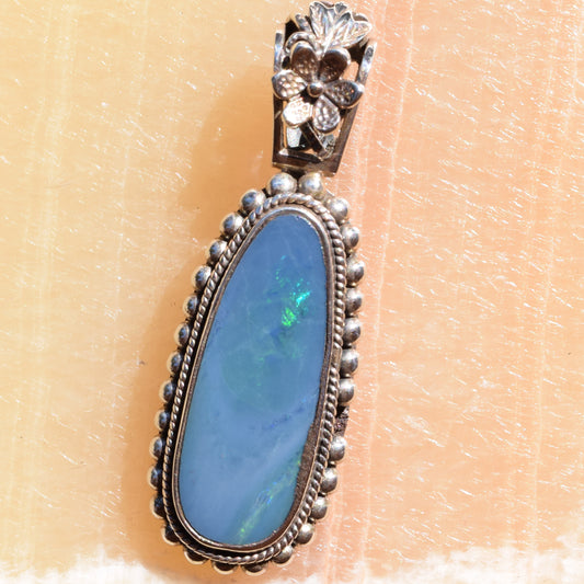 Flowers and Opals Pendant