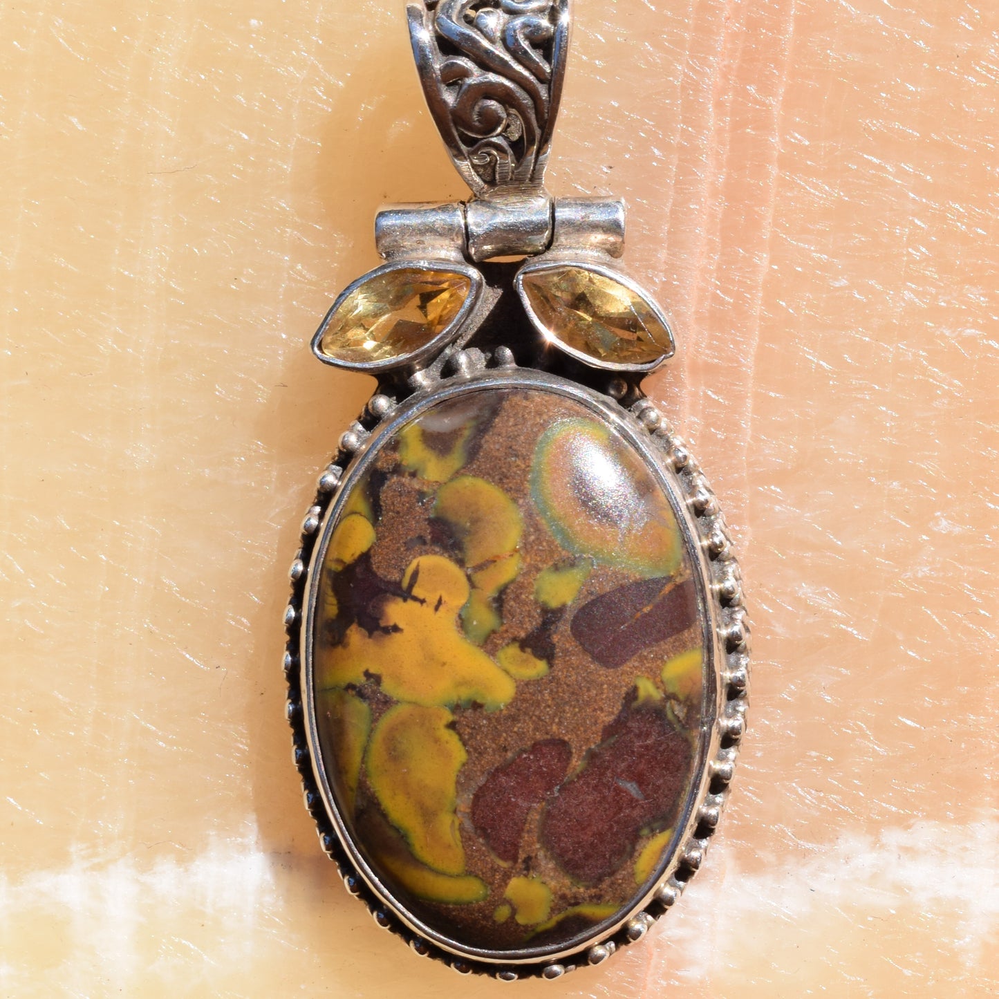 Citrine Leaf & Jasper Pendant