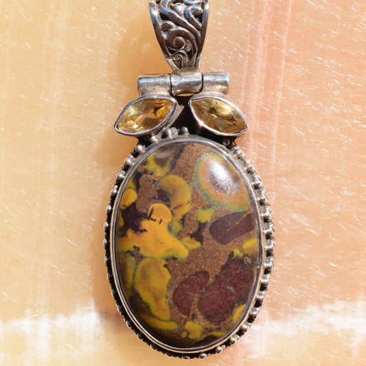 Citrine Leaf & Jasper Pendant