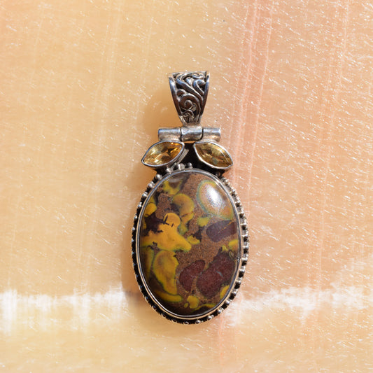 Citrine Leaf & Jasper Pendant